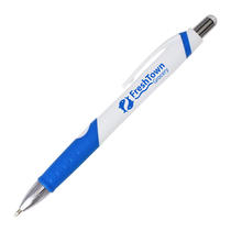 Kunstoff Kugelschreiber mit Druck in blau